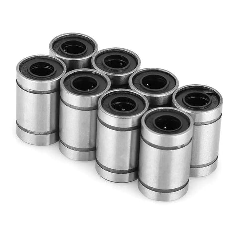 Eight Piece Linear Ball Bearings LM6UU 6MM Double Sealed Linear Motion Bushings for 3D Printer and CNC Rigs, hardened steel.