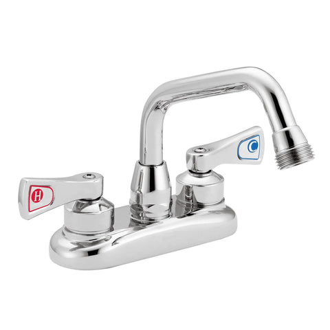 Chrome Two Handle 4 Inch Centerset Utility Or Laundry Faucet With Ultra Durable M DURA Build, easy install in reflective finish