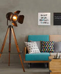 Vintage Black Wood Tripod Floor Lamp With Adjustable Height And Tilt Industrial Metal Nautical Style E26 Standing Corner Light