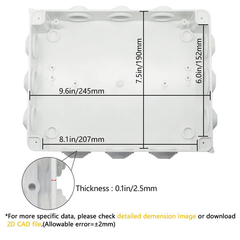 Heavy Duty ABS Junction Box IP65 Waterproof And Dustproof Electrical Enclosure interior dimensions and predrilled holes