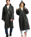 Black EVA Waterproof Rain Poncho Coat With Hood And Long Sleeves For Adults Unisex Outdoor Rain Gear Thick Tear Resistant And Breathable