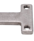 Close-up of Built Tough 304 Stainless Steel I Shaped Screw Plate with M4 mounting holes for solid robotic setup.