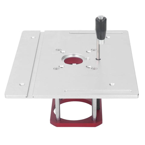Top Shelf Aluminum Router Lifter With Flip Board For Precision Woodworking, features lifting adjuster and mounting holes.
