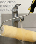 Top Rated Nine Inch Paint Roller Covers Case Lot Of 144 Shedless Lint Free Premium Sleeves rinsing under a faucet.