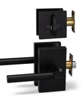 Heavy Duty Entry Lever Door Handle Set With Single Cylinder Deadbolt Lock For Front Door Or Office Reversible Right And Left Handed Modern Iron Black Finish Designer Series Security Lever Handle display