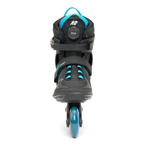 Front view of F.I.T. 80 BOA Inline Skates For Men Black Blue With BOA Closure, Stability Plus Cuff, and single front wheel visible.