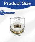 PATIKIL thrust ball bearings 5x10x4 mm, 10 pcs, chrome steel, front view