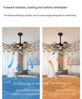 Modern Ceiling Fan Light With Clear Glass Shade And High Brightness Tricolor Bulbs For Cozy Living Spaces Boasting A Knockout Firefly Look and livestream air flow direction for summer and winter.