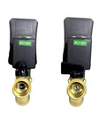 Auto Drain Valve For Air Compressors G1/2 Inch 1.6 MPa 110V AC With US Plug two units front view with brass fittings