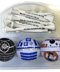 Space Wars Golf Ball And Tee Set Three Pack With Twenty Printed Tees Death Star BB 8 R2 D2 Designs Tournament Quality 352 Dimple Pattern