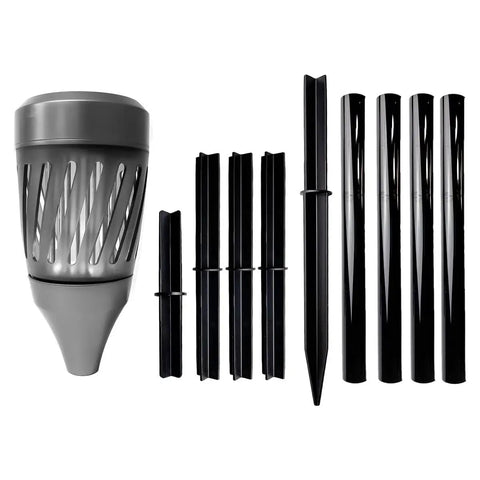 Solar Powered Tiki Torch Lantern Zapper With Realistic Flickering Flame, LED Outdoor Light components and stakes