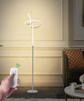 Spiral LED Floor Lamp With Remote And Footswitch, 61 Inch Tall Standing Lamp, 27W 6000LM, in a living room setting