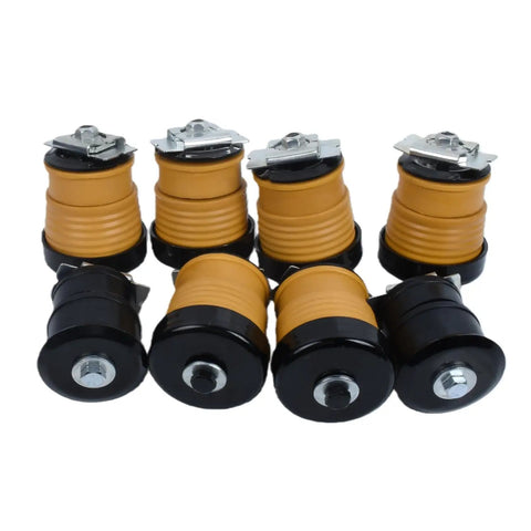 Heavy Duty Body Cab Mount Bushing Kit Direct Swap Replaces 924-320 set of 8 yellow and black bushings for Ford trucks