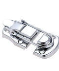 Vintage Metal Key Hasp Lock 70 By 35mm Durable Antique Jewelry Box Lock Latch for cabinets and furniture hardware, metallic angle view