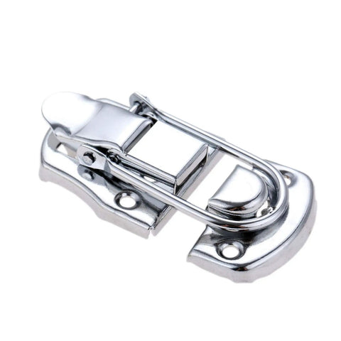 Vintage Metal Key Hasp Lock 70 By 35mm Durable Antique Jewelry Box Lock Latch for cabinets and furniture hardware, metallic angle view