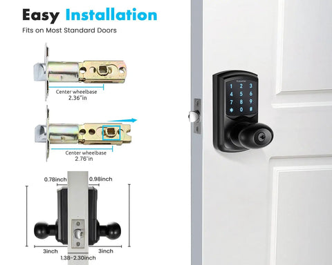 Keypad Door Knob With Passage Mode Keyless Entry Smart Door Lock With Big Backlit Panel HD Digital Backlight 99 User Codes Electronic