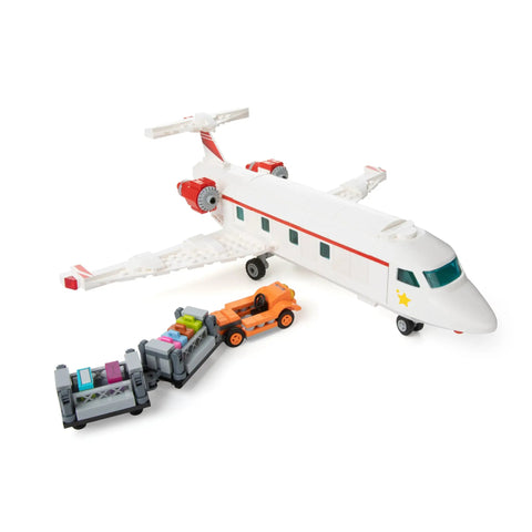 Airplane Building Block Set With 633 Pieces For Kids And Adults, Aviation Series Construction Kit with baggage carrier and cargo hold.