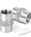 2 Pack 3/4 Inch 304 Stainless Steel Pipe Fittings Coupling Forged Female NPT To Female NPT, corrosion-resistant, easy install