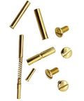 24K Gold Plated 1911 Grip Screws And Pins Kit For All Full Size 1911 Models 45 ACP And 9mm Hardened Steel Set of 8 pieces displayed
