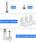 Image of 50 Pieces PCB Board Mounting Feet With Screws Kit Plastic PCB Spacers Standoffs for arcade gaming boards and console motherboards.