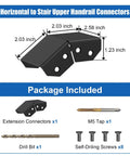 Handrail Connector Sleeve For Horizontal To Stair Upper Joint In Deck Cable Railing Black Powder Coated Aluminum