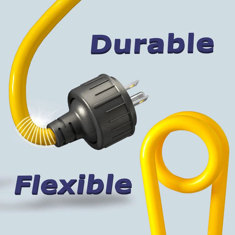 Heavy Duty Outdoor Extension Cord 200 Feet 12 Gauge 3 Prong Grounded Power Cable, Bright Yellow, flexible and durable feature