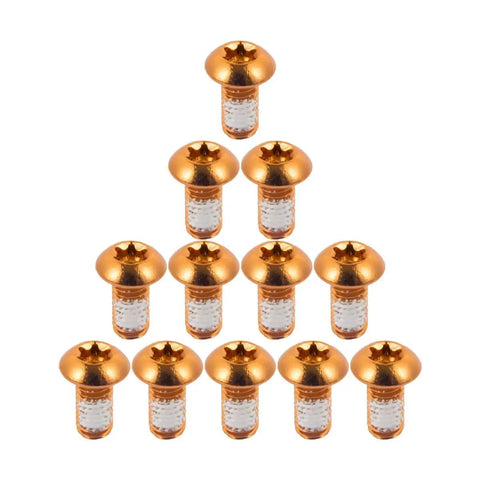 12 Pcs Bicycle Disc Brake Bolts 6 Bolt M5x10mm Stainless Steel Orange Finish Beefy Rotor Bolts for Mountain Bikes Front And Rear