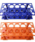 Two Pack 28 Well Test Tube Rack For 10ml 15ml And 50ml Tubes, Detachable Lab Tube Holder, Blue and Orange, Centrifuge Compatible