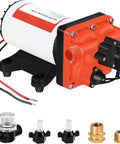 High Pressure 12V DC RV Water Diaphragm Pump With Smart Pressure Switch Delivers 5.5 GPM At 70 PSI Self Priming Wash Down
