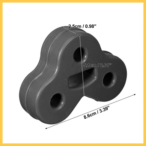 Super Durable 11mm 3 Hole Muffler Exhaust Hanger Bushing Rubber Mount Bracket Kit For Tail Pipe Insulator Replacement, black rubber, 8.6cm