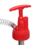 The Ultimate Portable Oil Hand Pump For 5 Gallon Drums, red manual pump, flexible hose, ideal for fluid transfer.