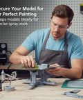 Person using Go To Display Stand For Model Airplanes And Painting Projects, Berth Jig Tray for 1 to 72 and 1 to 48 Aircraft Scales