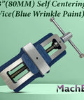 80mm Jaw Width Self Centering Vise With Fixed Base Built Tough Cast Iron Body Blue Finish product on display