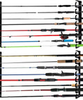 Ceiling Mounted Fishing Rod Rack Holder With Soft Protective Pad, Heavy Duty Steel Storage Organizer For Garage Or Basement, Holds Up To 16 Rods, Keeps Gear Neat And Ready To Grab