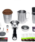 Oracle Fully Automatic Espresso Machine In Brushed Stainless Steel With 58 mm Portafilter Integrated Grinder And Slick Milk Frother for brewing tools and accessories.