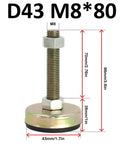 Heavy Duty Adjustable Leveling Feet Four Pack Threaded Furniture Support Iron Build with rubber base, dimensions shown.