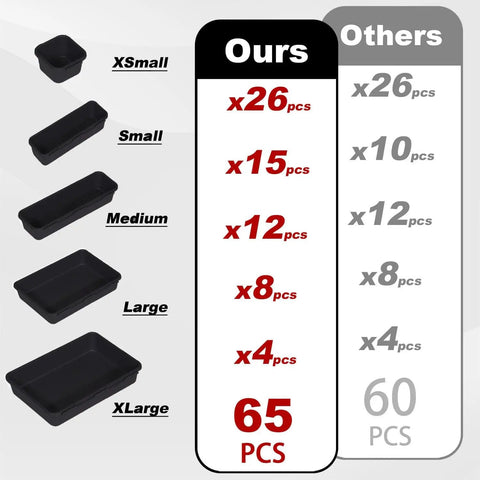 65 Piece Toolbox Organizer Trays Set With Five Sizes For Drawer Desk Garage And Tool Chest Durable Clear Dividers
