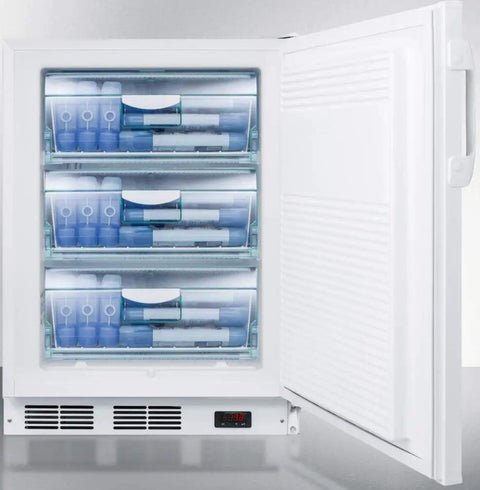 Top Shelf Slim Upright Freezer In Crisp White With Zero Hassle Factory Lock And Smooth Glide Drawers That Keep Samples Frosty Down To Minus Twenty Five Celsius with opened drawers