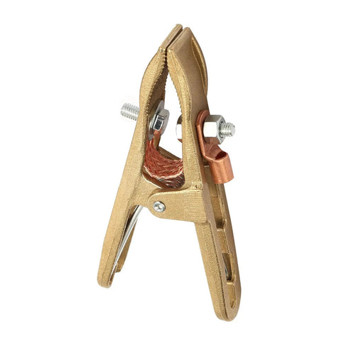 Premium 500 Amp Brass Welding Ground Clamp With A-Shape Grip and Reliability for Auto Shops and Oil Rig Jobs Ensures Top Conductivity Plus Rust Resistance.