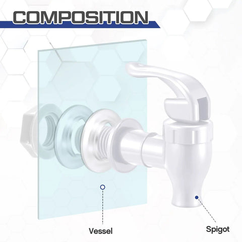4 Sets BPA Free Replacement Faucet Reusable Spigot Spout Lever Pour Dispenser For Valve Crock Tap diagram