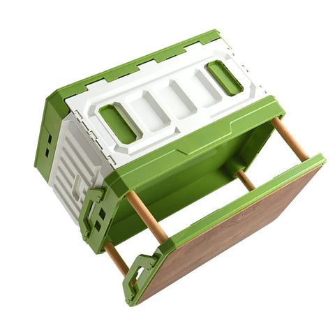 Kickass Foldable Stackable Storage Bin With Wood Lid And Massive 95 Liter Capacity Hella Tough Pp Plastic Gear Crate For Camping Tailgates And Campout Adventures Portable Trail Ready Stash