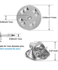 50 Piece Bulk Haul Of Top Shelf Metal Pin Backs Featuring Grip Tight Locking Clasps Perfect For Custom Lapel Pins And Enamel Badges, 11mm size, nickel plated.
