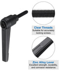 10 Pieces Adjustable Lever Handles M5 20mm Metric Male Thread Level Clamping Hand Stud Knobs Rotating Screw Handles With Locking Lever Black