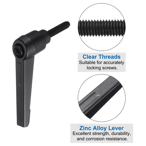 10 Pieces Adjustable Lever Handles M5 20mm Metric Male Thread Level Clamping Hand Stud Knobs Rotating Screw Handles With Locking Lever Black