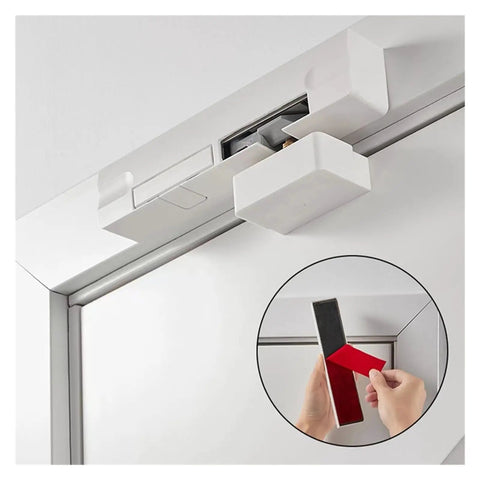 White external opening door buffer closer for auto closing, smooth quiet performance for exterior doors, right hand opening, durable hardware.