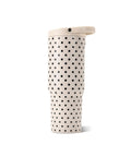 32 Oz Insulated Stainless Steel Water Bottle With Fly Polka Dot Drip And French Vanilla Finish Reusable Sport Flask side view with lid