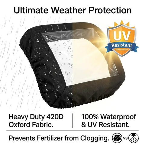 Rugged Heavy Duty Outdoor Fertilizer Spreader Cover With Clear Viewing Window Waterproof 420D Polyester All Weather Hopper Shield
