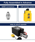 Lfgud 20 Quart Hydraulic Power Unit With Metal Tank 3200PSI Single Acting Pump And Control Remote 12V DC Motor remote control and SAE6 connectors