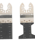 Two metal blades from Pro Grade 115 Piece Oscillating Tool Blades Set For Woodworking Metal Cutting And Home Renovation Multitool Kit