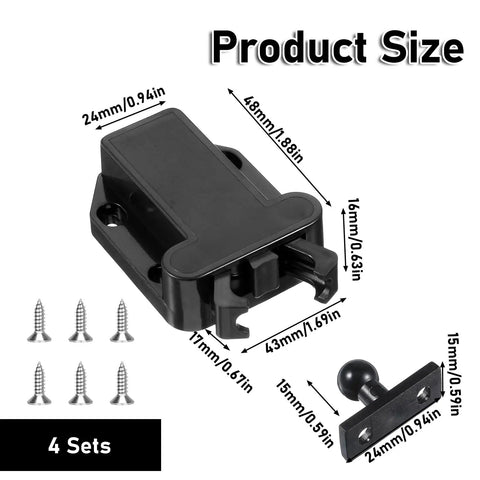 Four Pack Slick Push To Open Cabinet Latches Smooth Tap No Fuss Touch Catch Lock Self Securing Heavy Duty Drawer Hardware For Kitchen Cupboards And Wardrobes